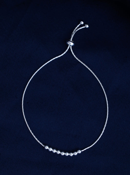 925 Sterling Silver Ball Beads  Adjustable Bracelet for Women