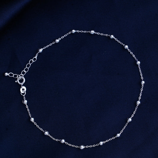 925 Sterling Silver Ball Anklet Payal for Women 1pc