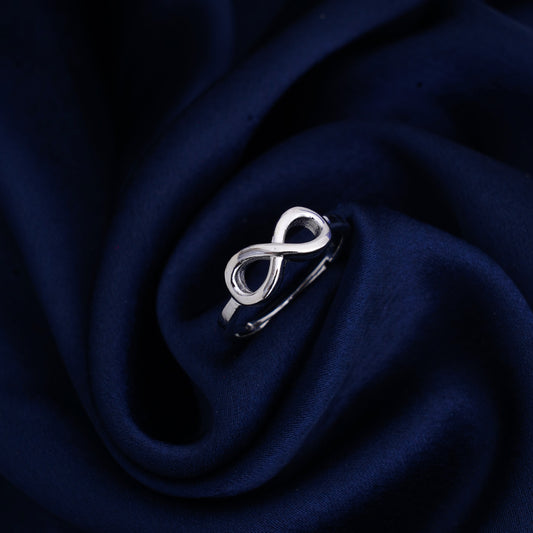 Sterling Silver 925 Adjustable Infinity Ring For Women & Girls