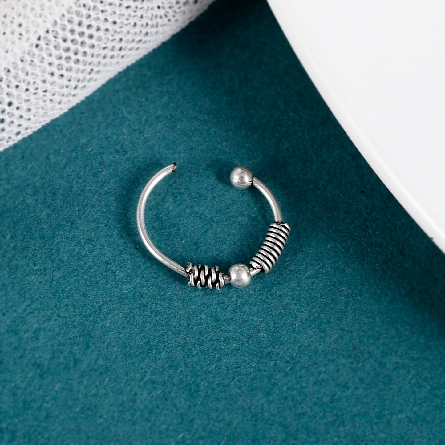 Sterling Silver 925 Oxidized Nose Ring - 10mm