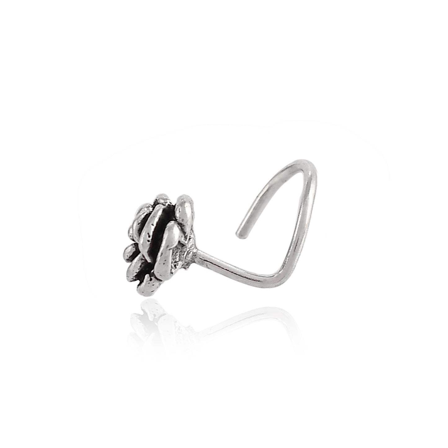 Sterling Silver 925 Oxidized Rose Nose Pin