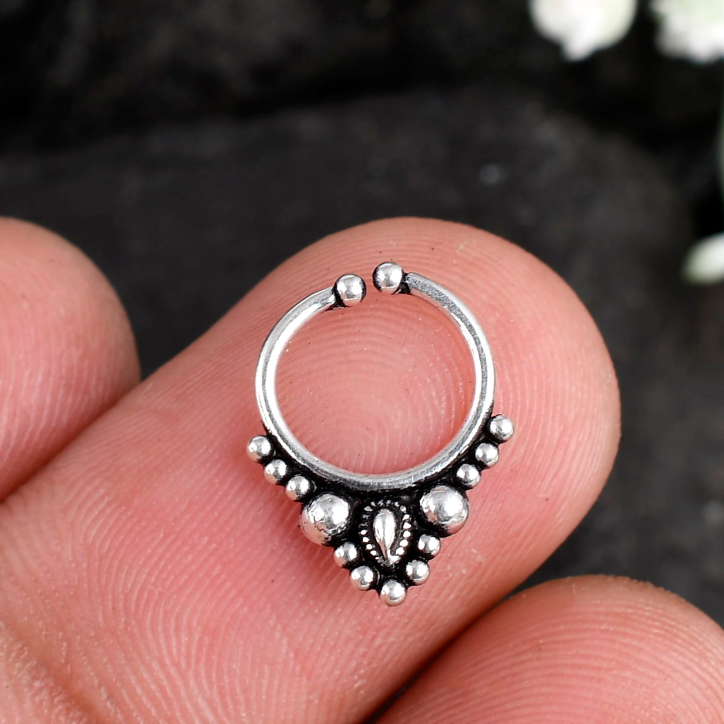 Sterling Silver 925 Septum Nose Ring For Non Pierced nose
