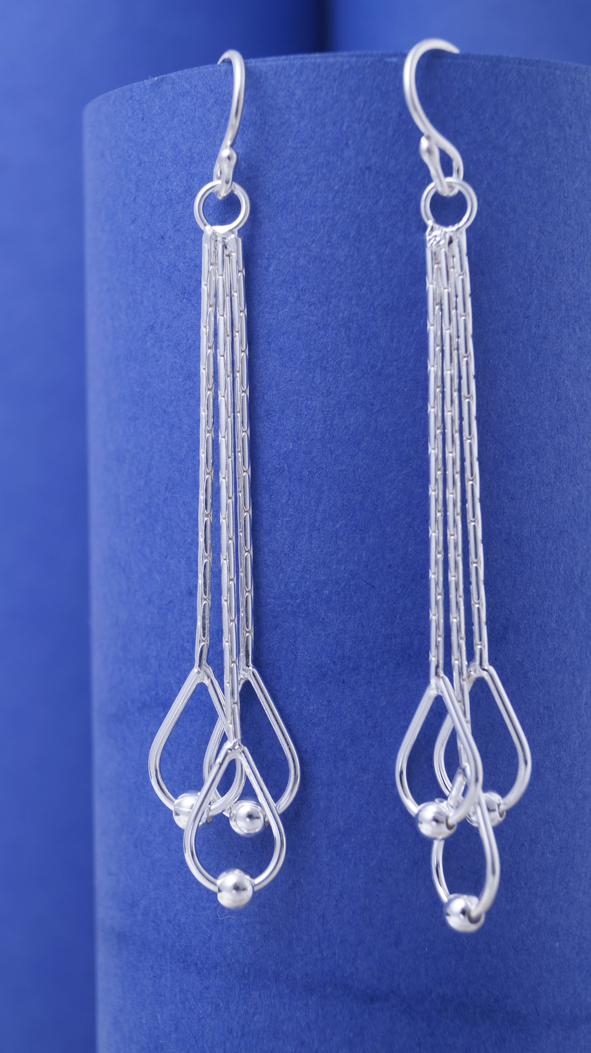 925 Sterling Silver Contemporary Drop Earrings For Women Girls