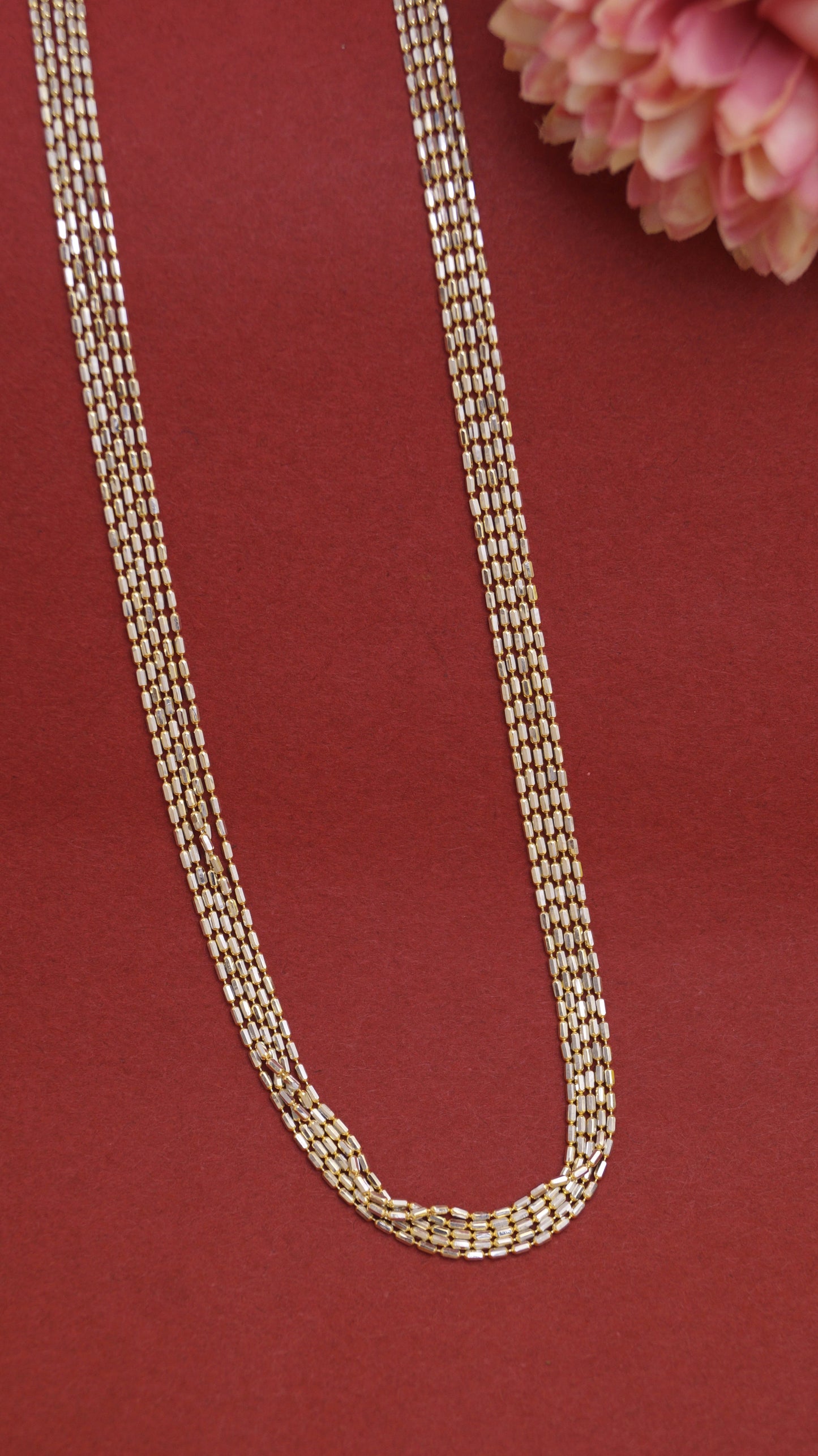 925 Sterling Silver Gorgeous Gold Plated 5 Line Bunch Chain For Women & Girls