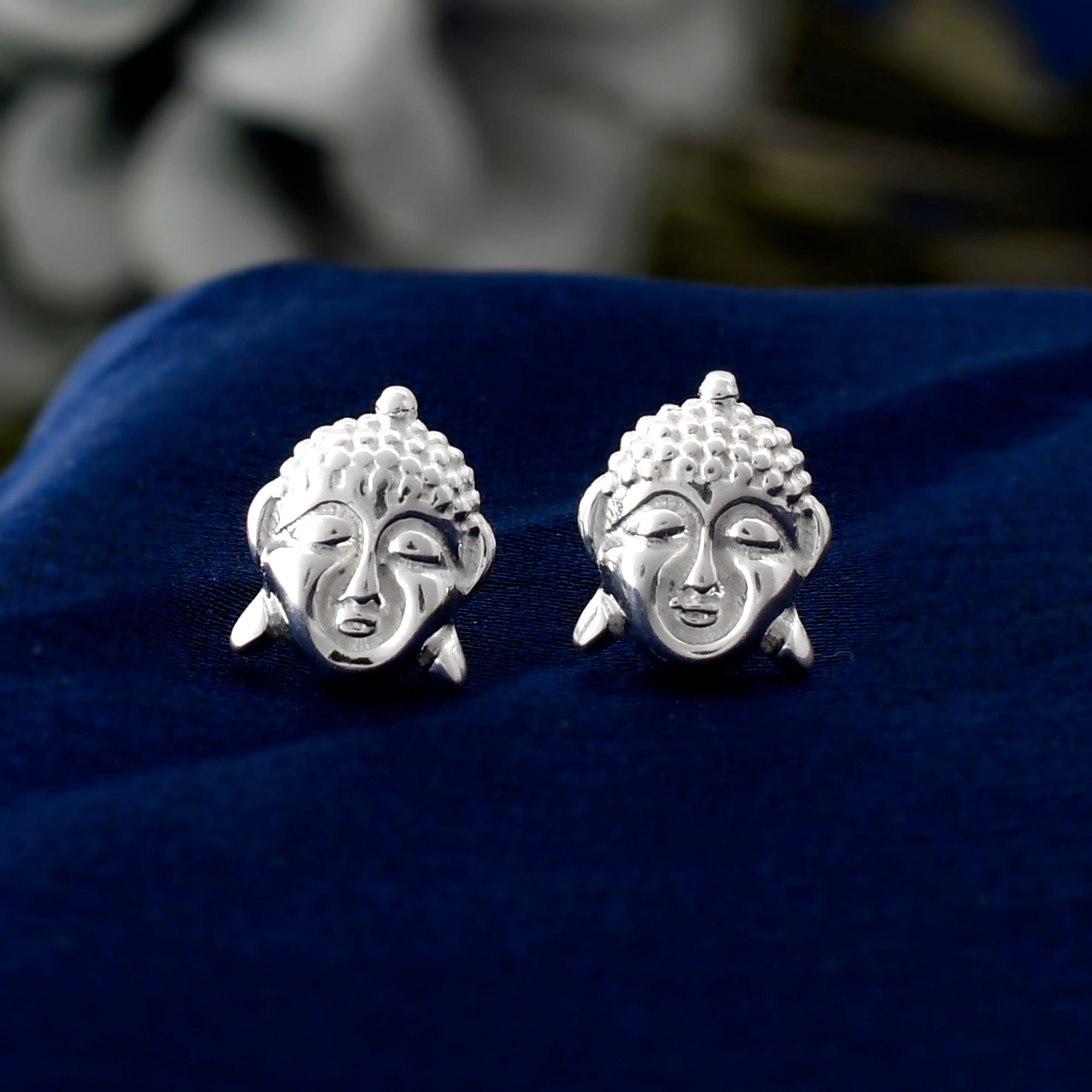 Lucky Buddha Silver Charm Earrings, Sterling Silver Ear Wire