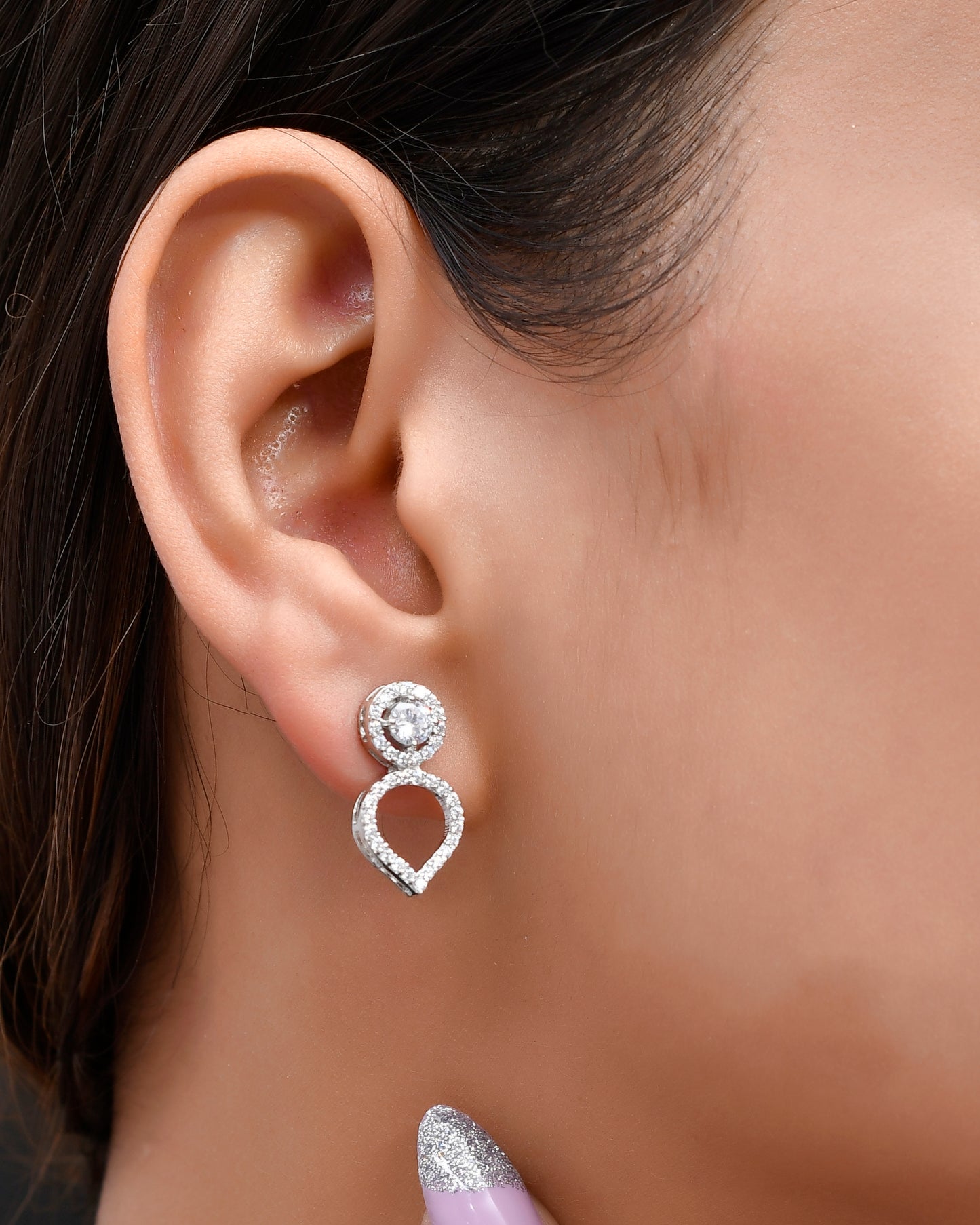 silver diamond earring