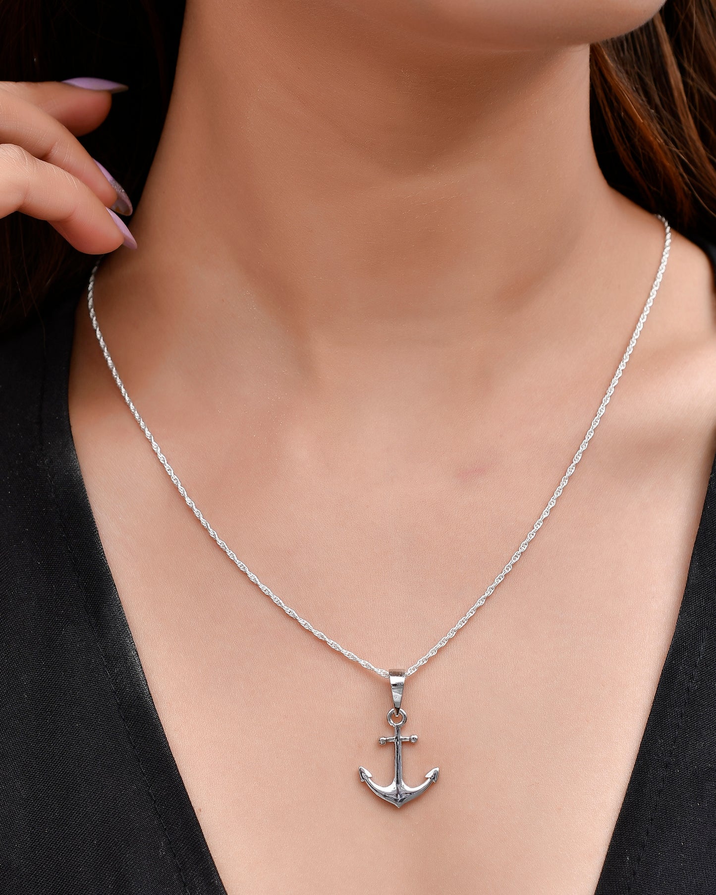 Silver 925 Anchor Pendant Chain For Men & Women