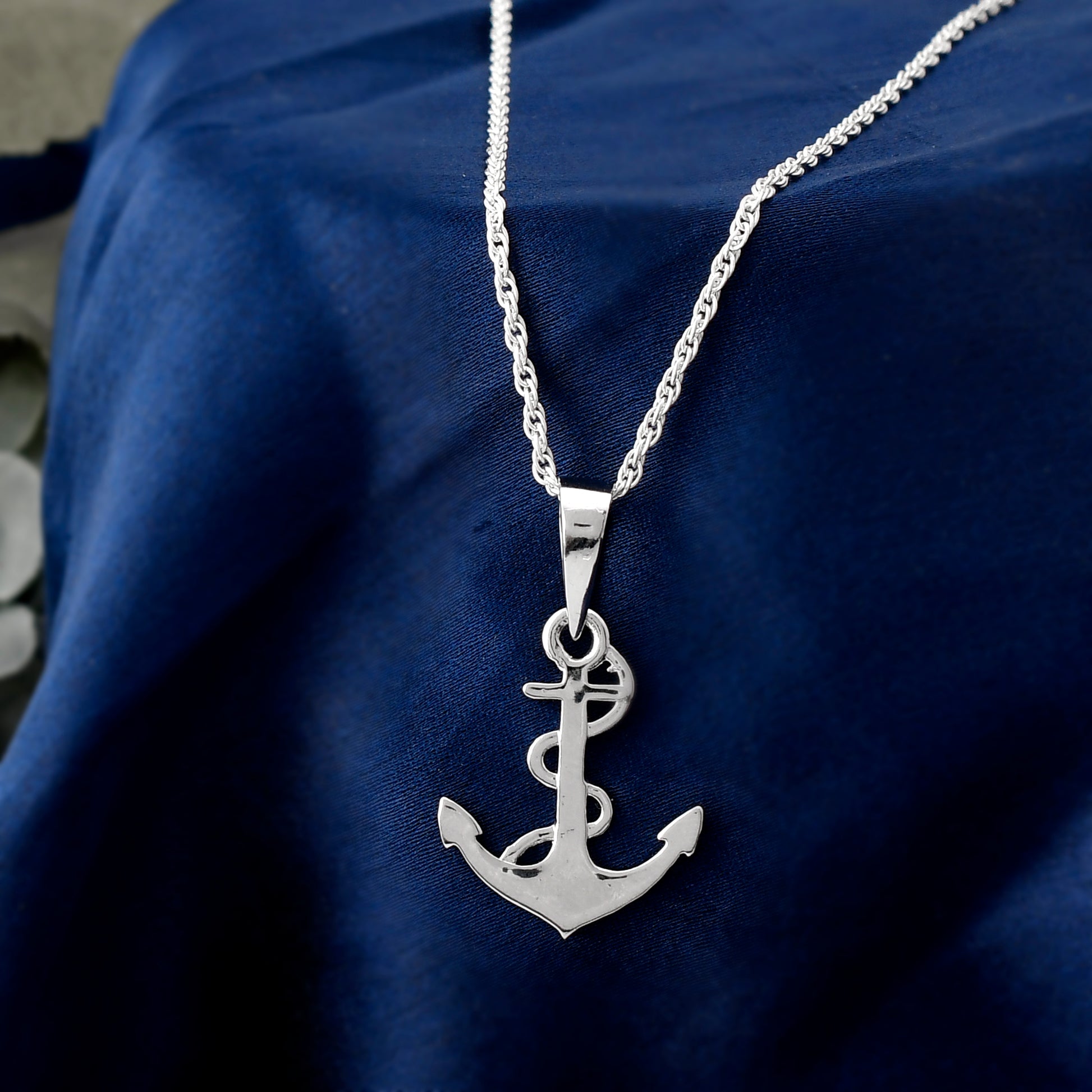 silver Anchor Pendant Chain for men 