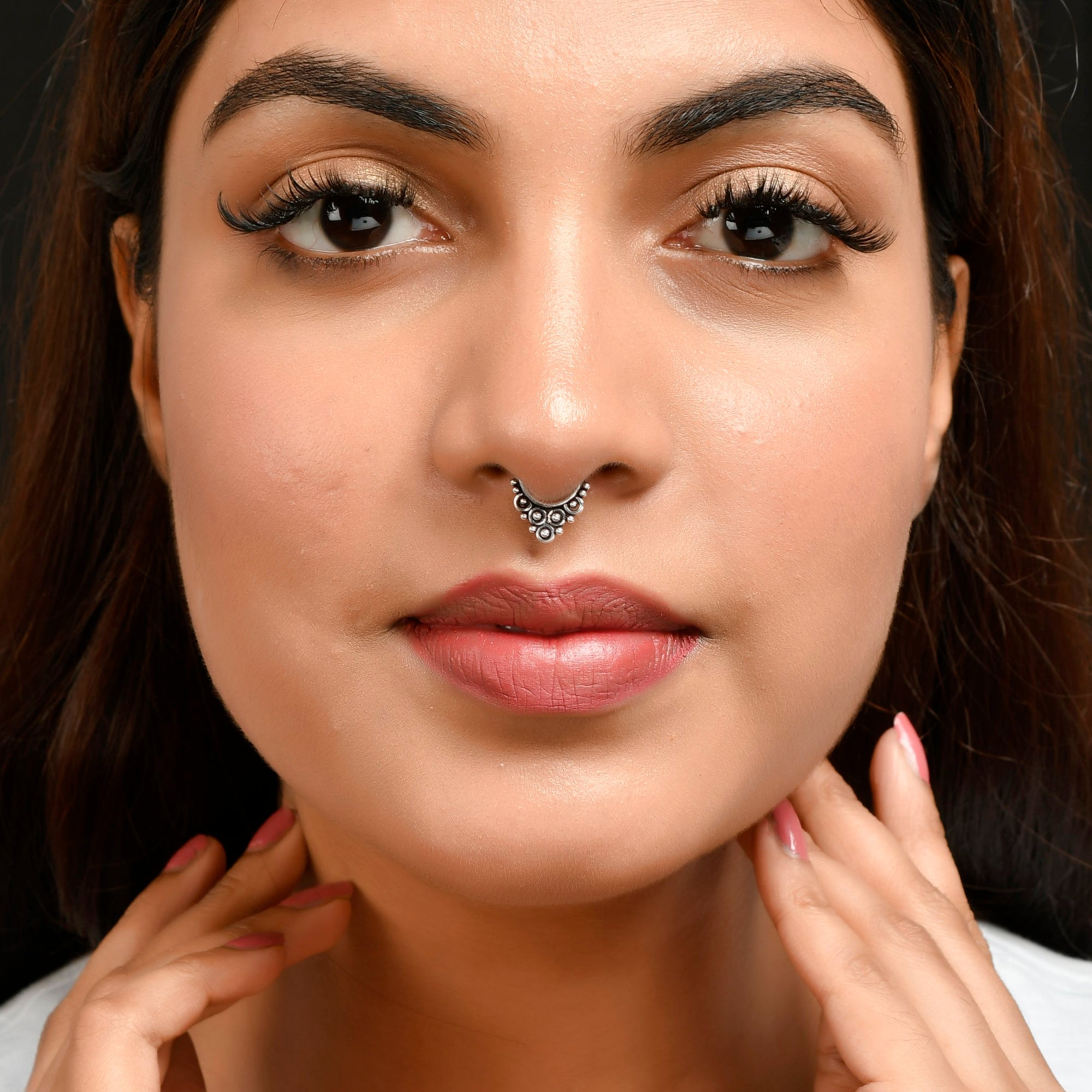 Silver Unique Fake Septum For Non Pierced Nose Ring Clip On