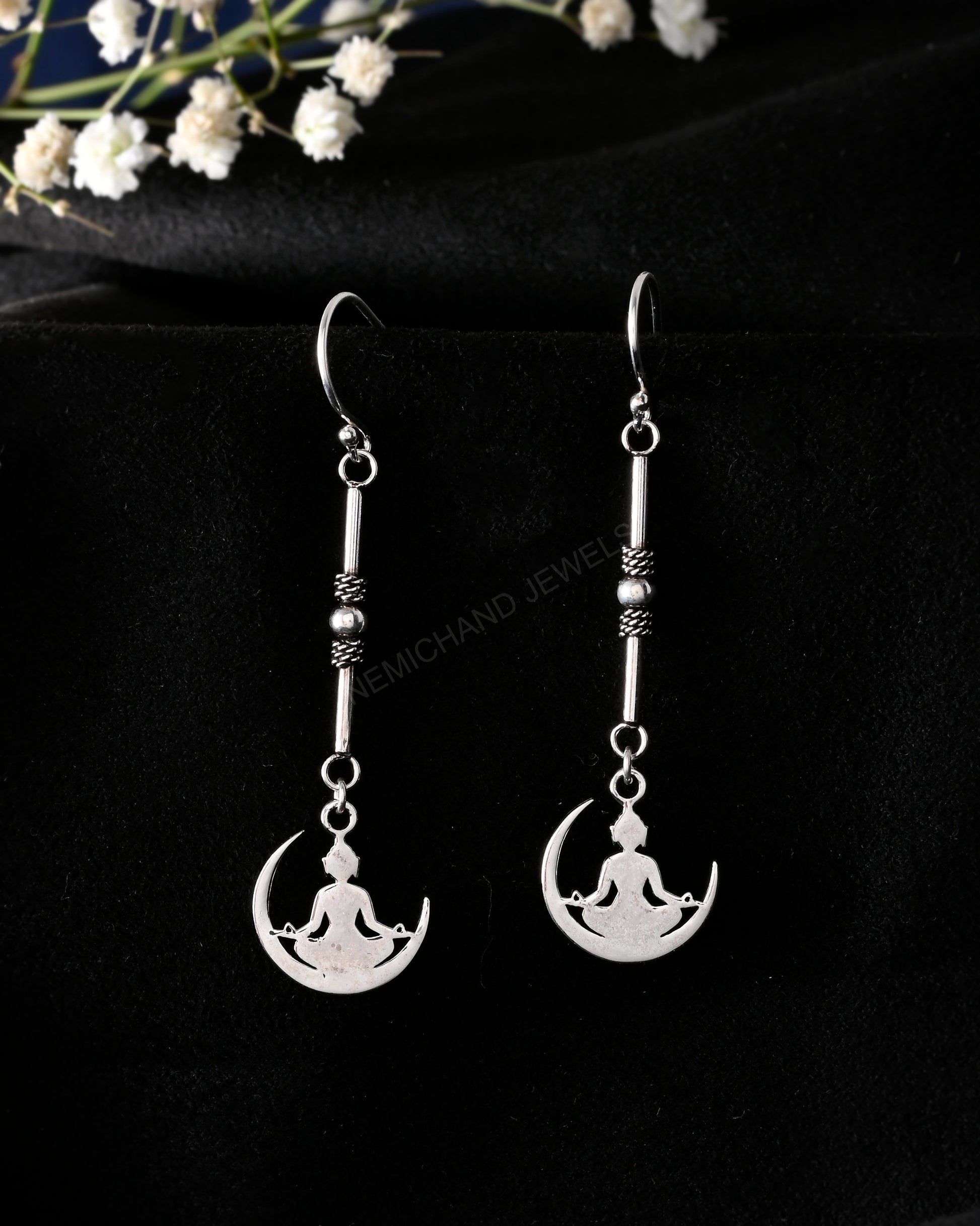 yoga long hanging earring silver