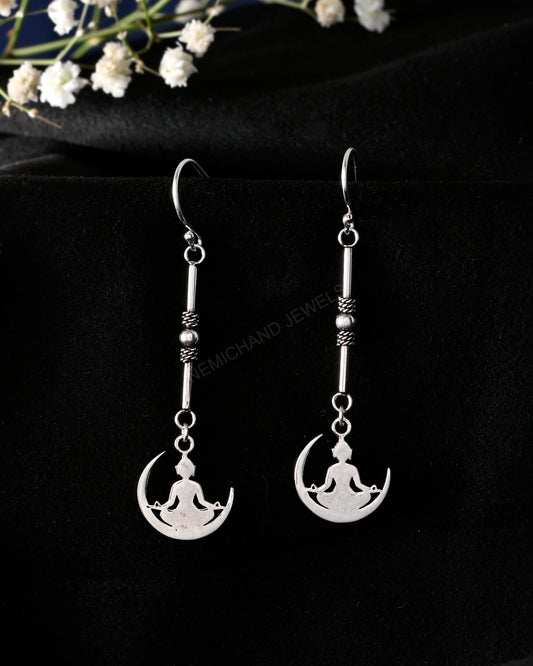 yoga long hanging earring silver