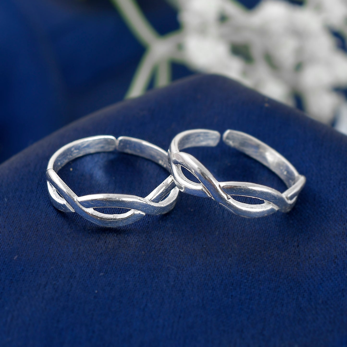 925 Sterling Silver Infinity Toe Rings For Women (Free Size)