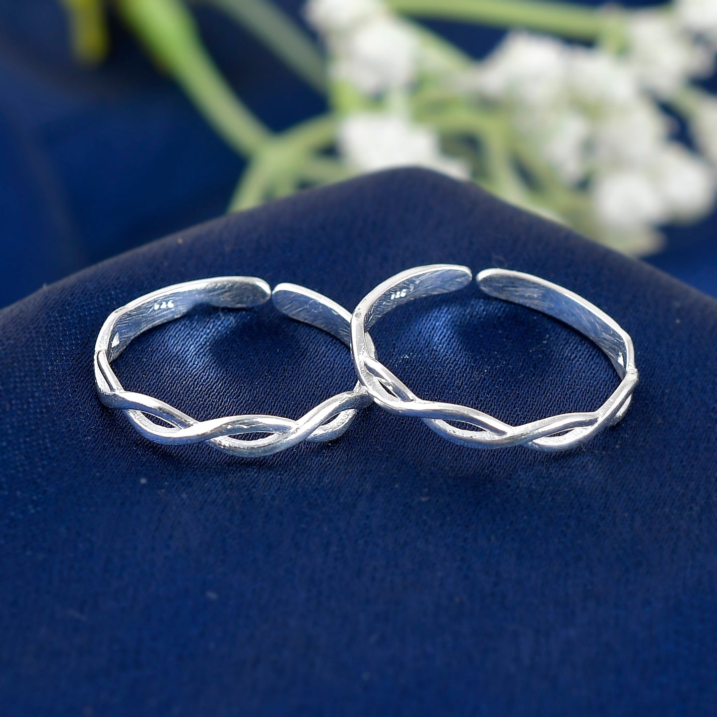 925 Sterling Silver Infinity Toe Rings For Women (Free Size)