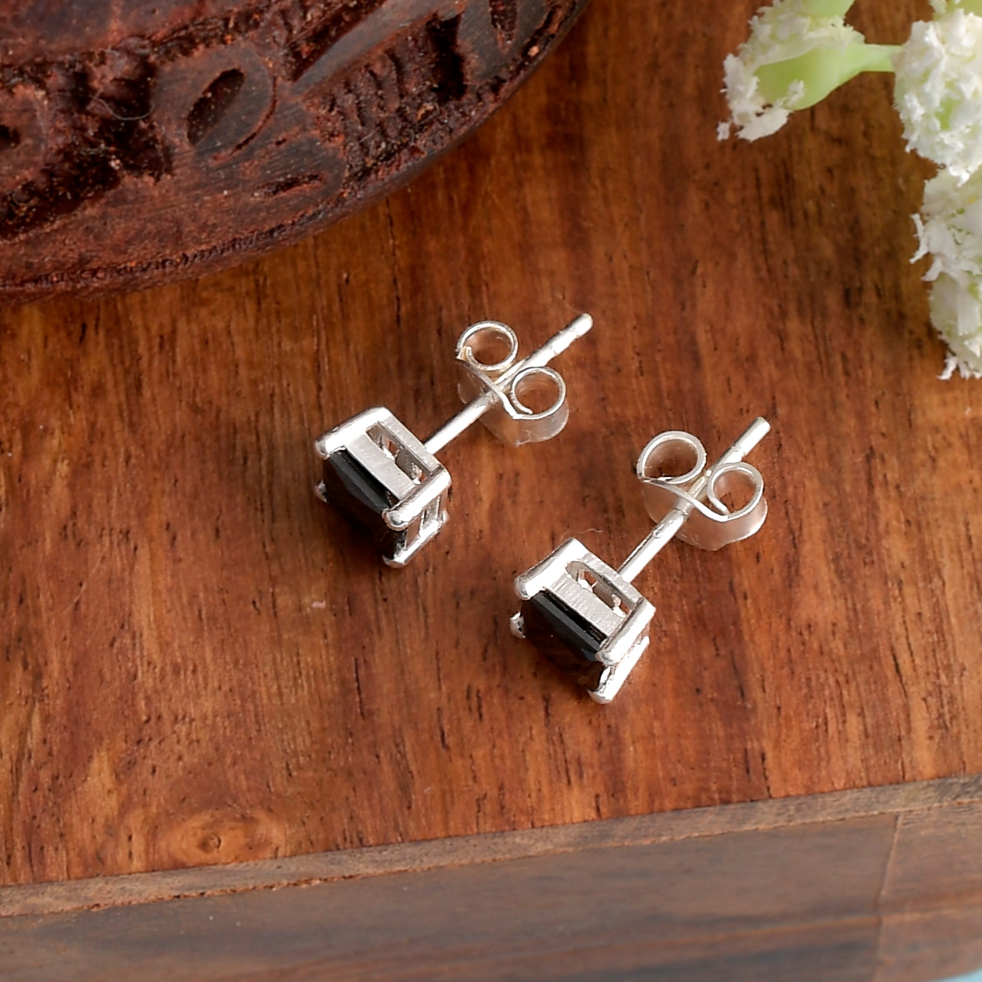 Silver Square Shape Stone Embellished Studs | C40-SBJ23-41 | Cilory.com