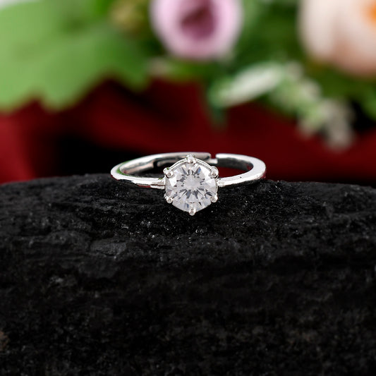 Sterling Silver 925 CZ Solitaire Ring For Women