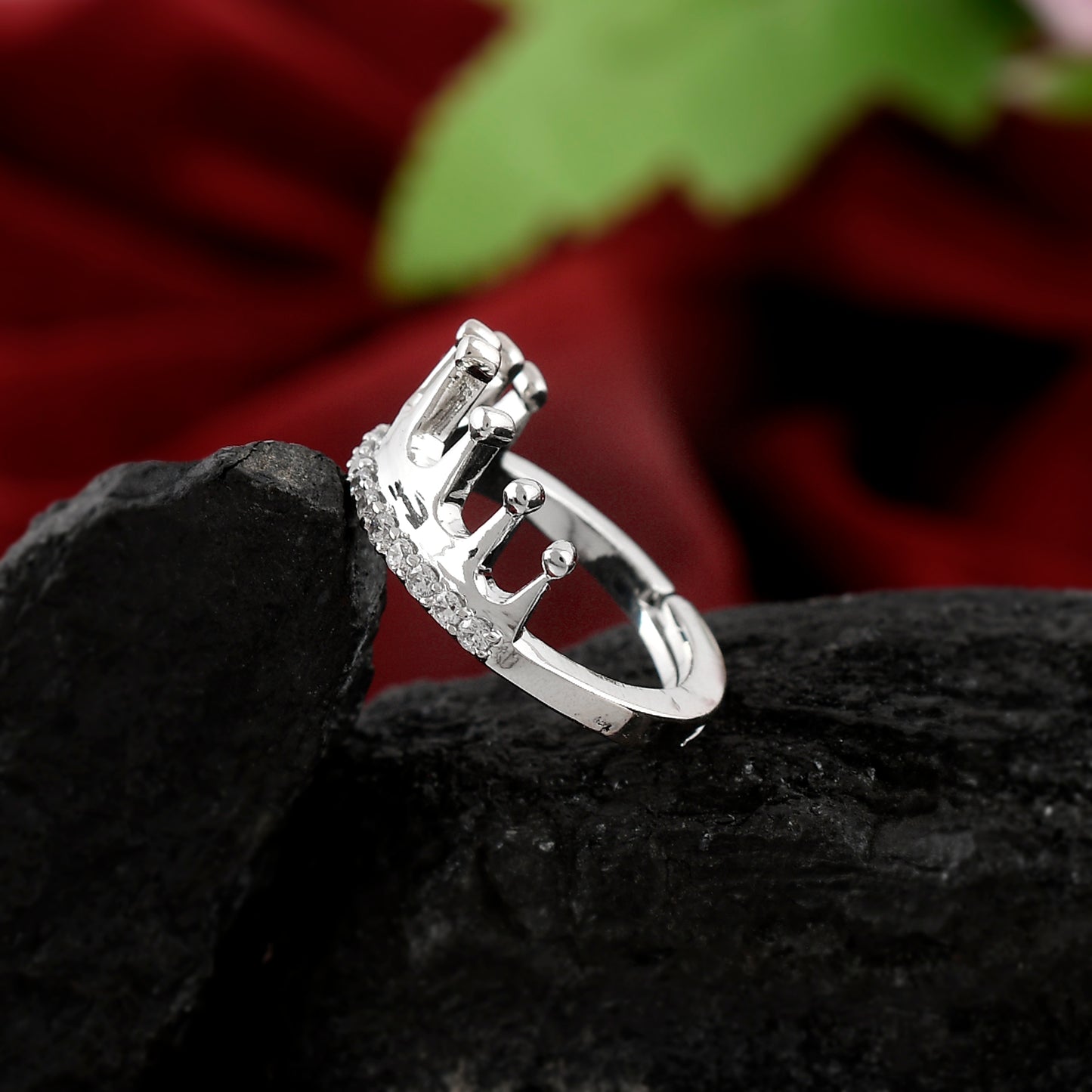 Sterling Silver 925 CZ Crown Ring For Women