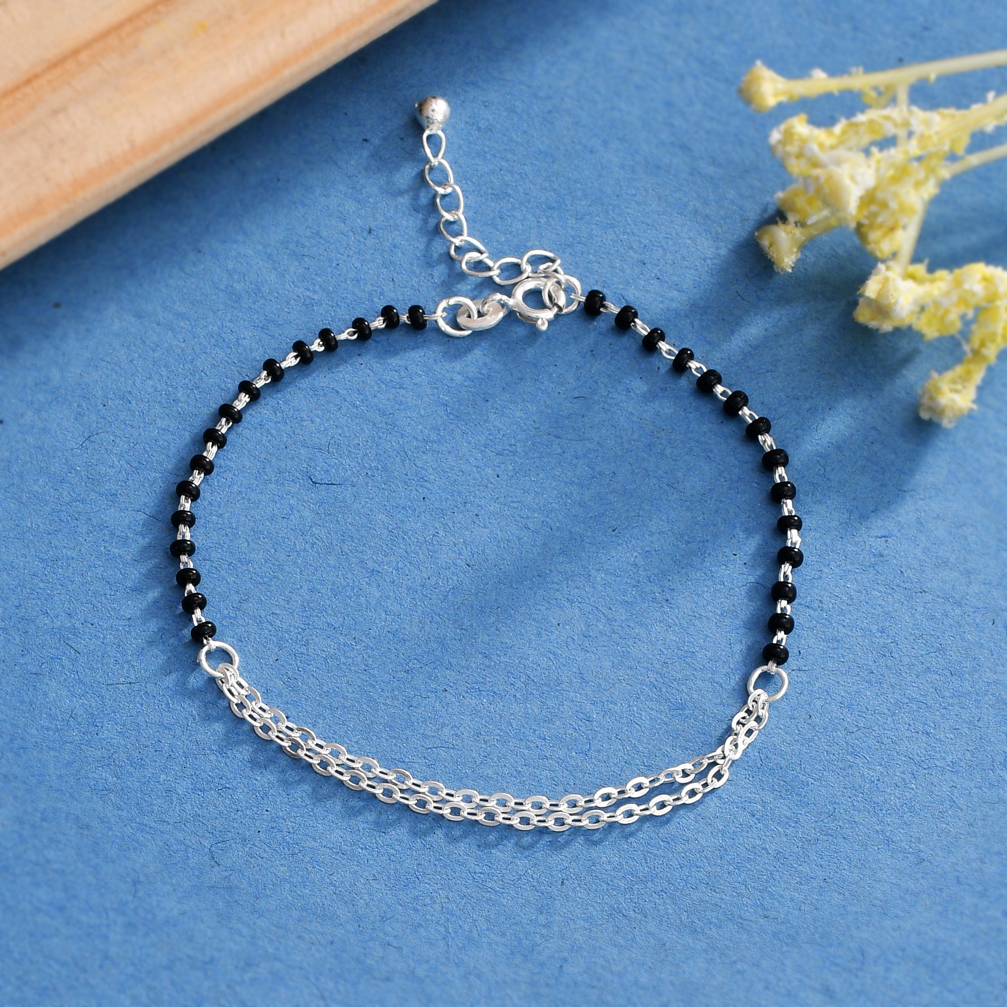 CLARA Bangle Bracelets and Cuffs : Buy CLARA 925 Silver Rhodium Plated Black  Beads Evil Eye Halo Hand Mangalsutra Bracelet Gift For Wife Online | Nykaa  Fashion