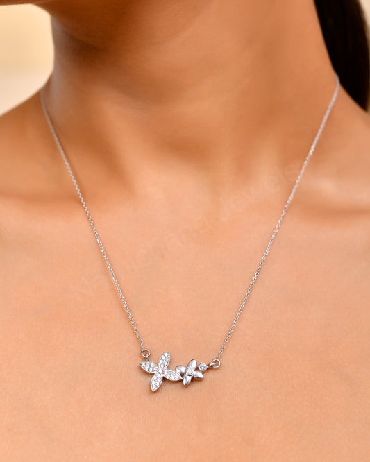 Sterling Silver 925 Chain with Pendant for Women | Necklace for Girls | Elegant Stone Diamond Look Pendant Jewellery for Gifting