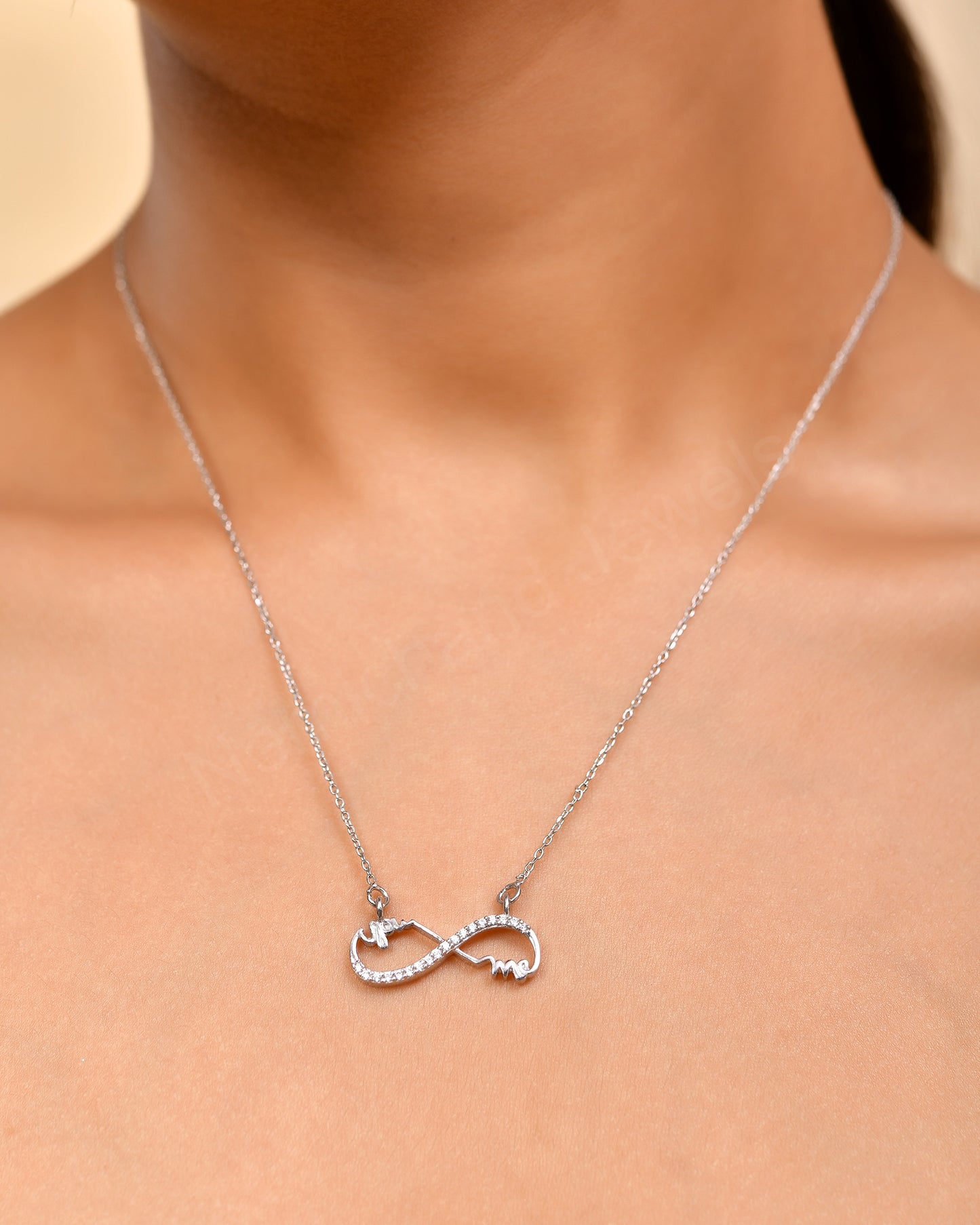 925 Sterling Silver You & Me Infinity Pendant Chain Necklace for Women and Girls