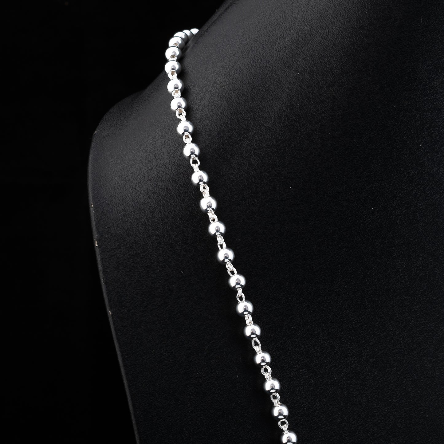 925 Sterling Silver Chain Necklace - Ball Beads Chain | Handmade Beaded Jewelry
