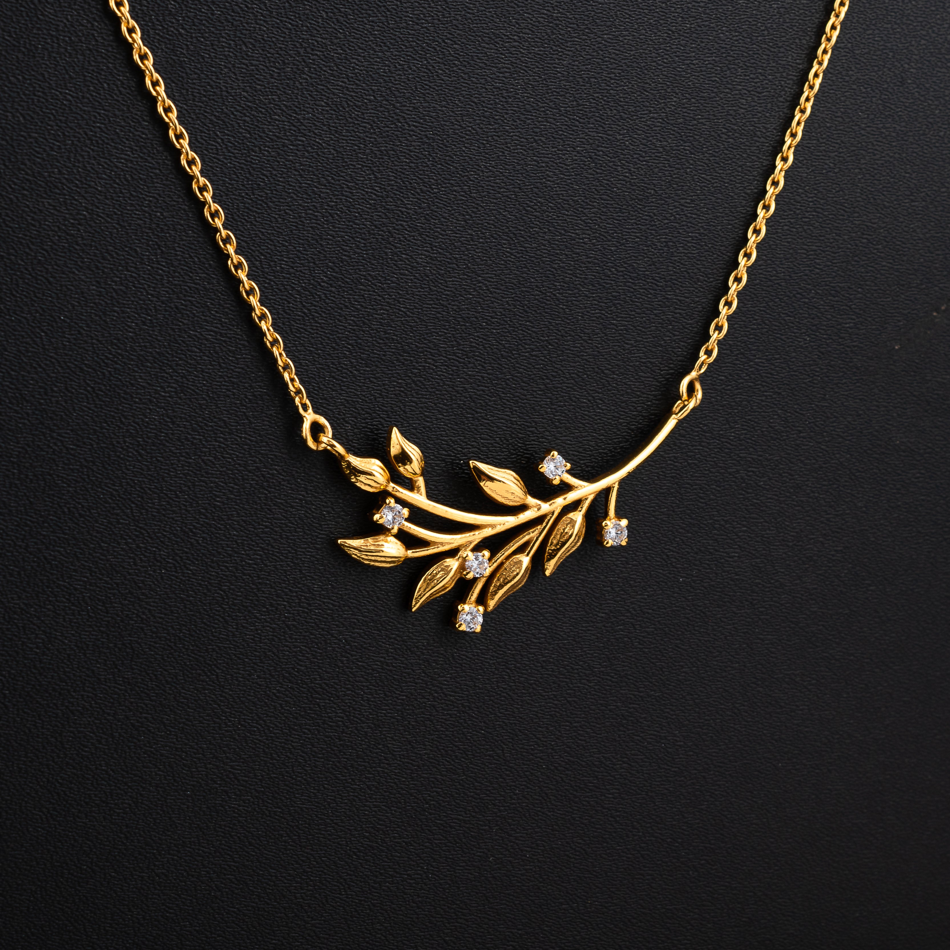 Gold leaf chain on sale necklace