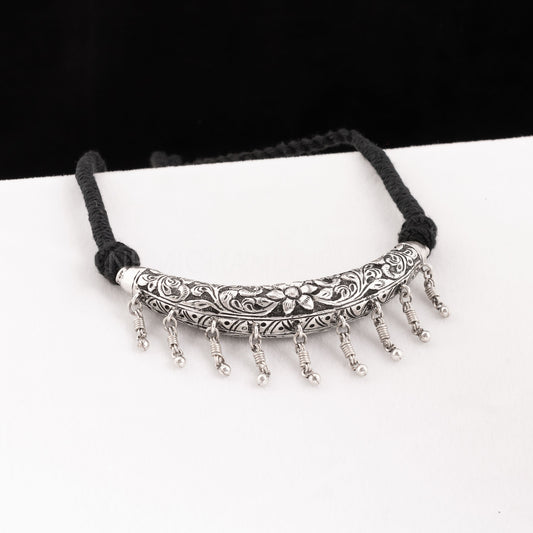 925 Solid Sterling Silver Oxidized Traditional Necklace