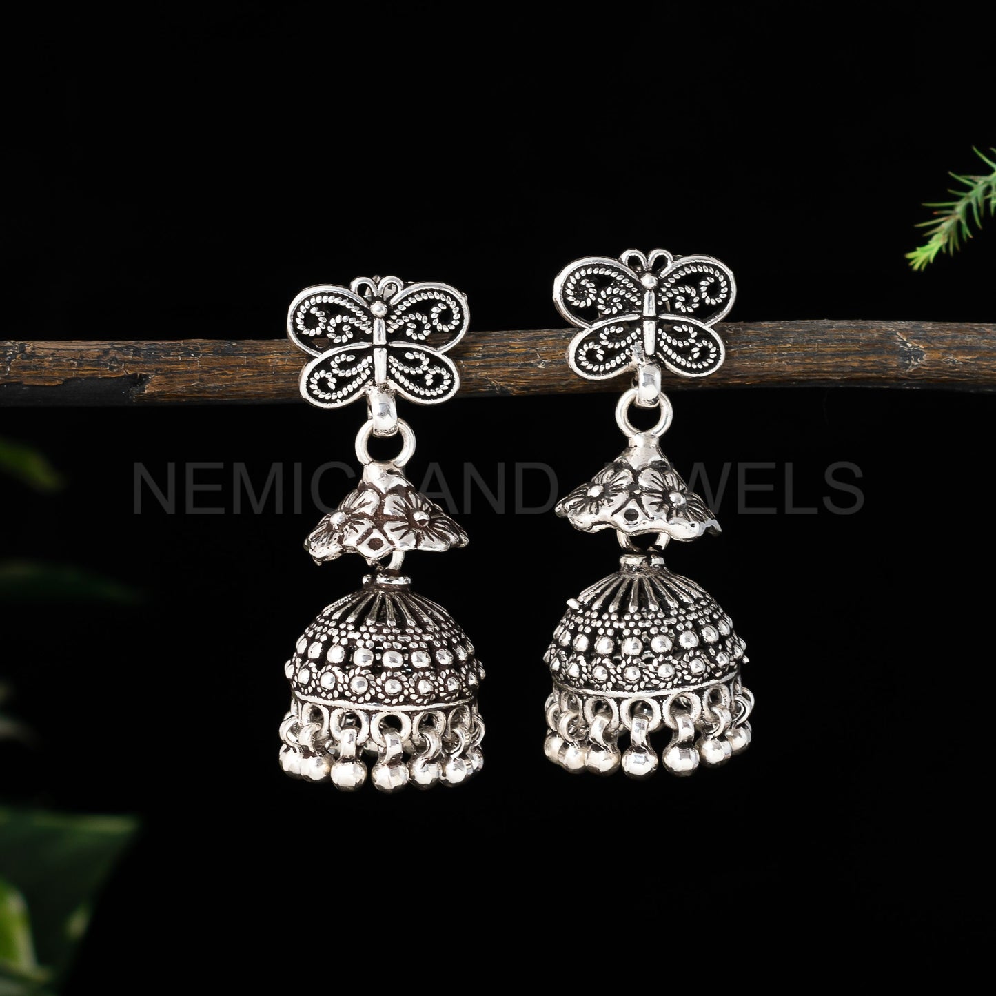 925 Solid Sterling Silver Traditional Jhumka Earrings - Dangle Drop Earrings