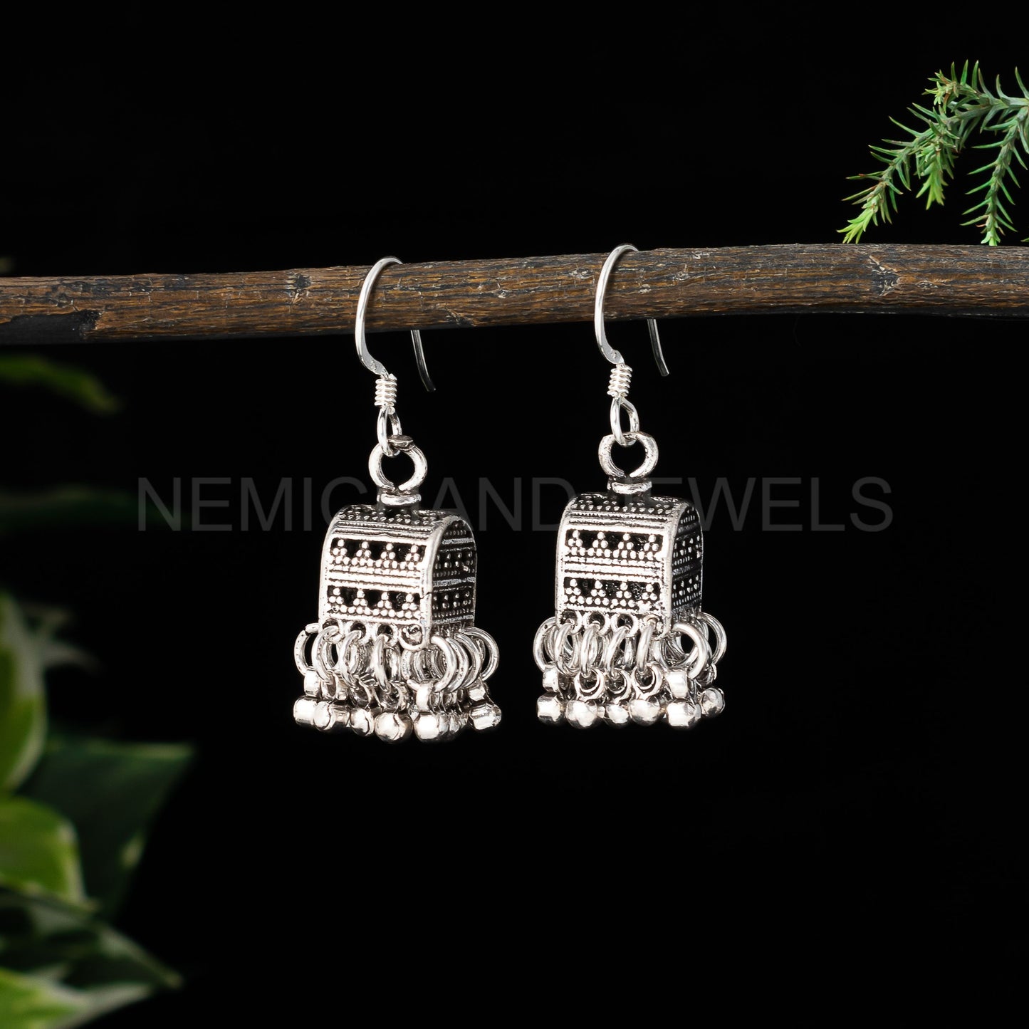 925 Solid Sterling Silver Traditional Jhumka Earrings - Dangle Drop Earrings