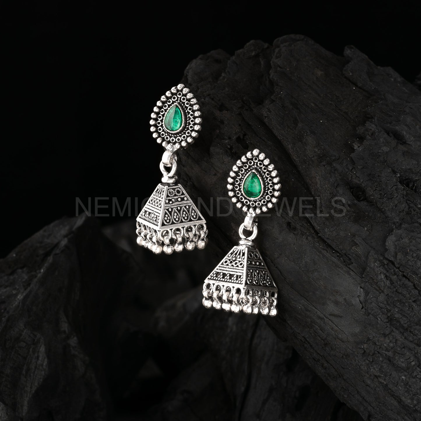 925 Solid Sterling Silver Indian Traditional Jhumka Earrings - Dangle Drop Earrings