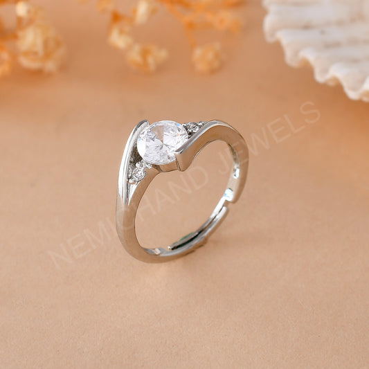 solitaire silver ring women