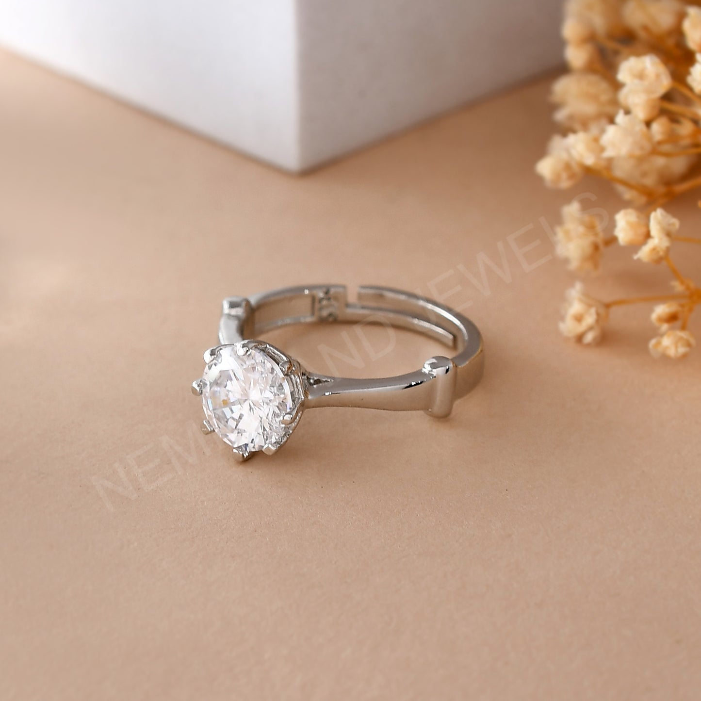 silver diamond ring women