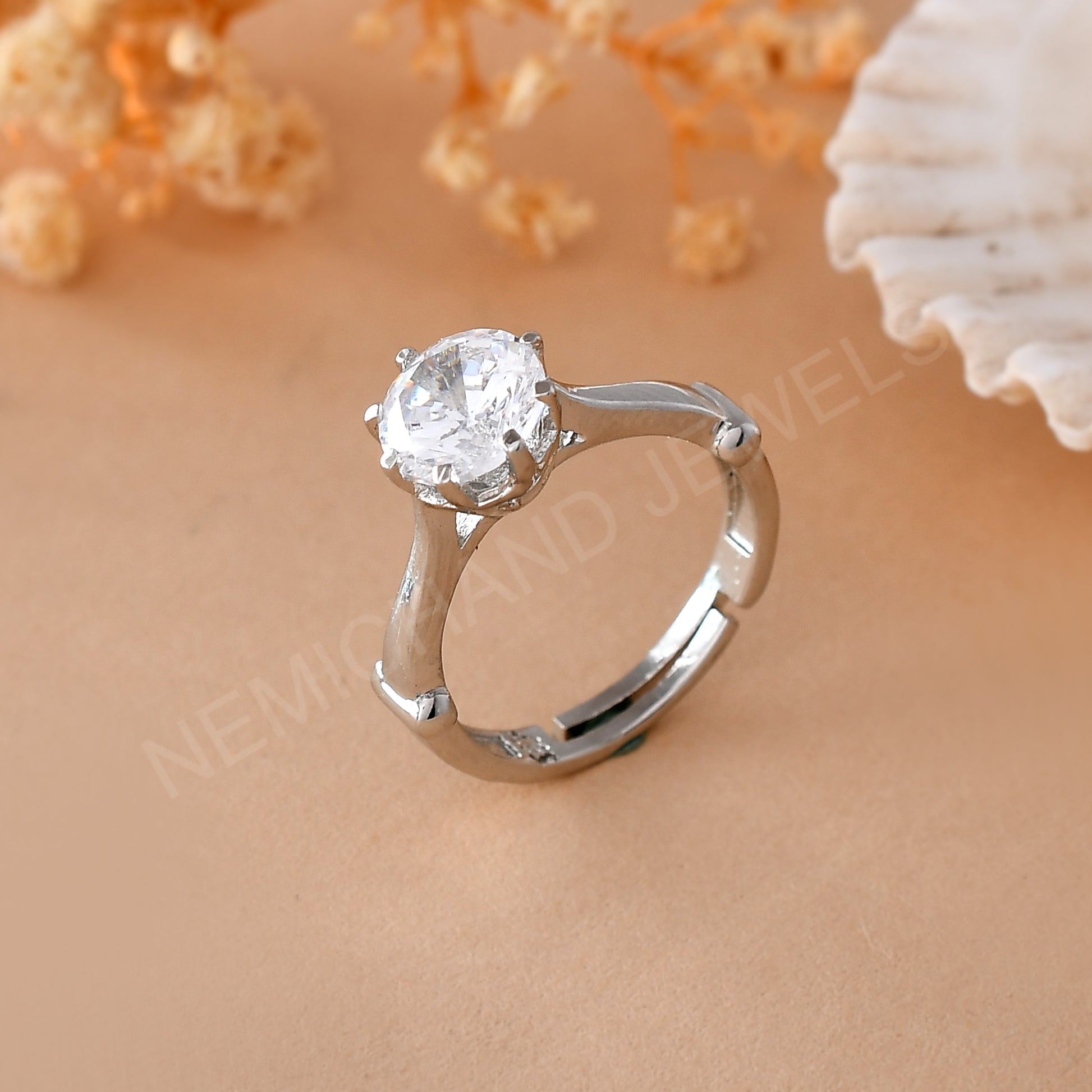 Solitaire Ring Silver Women Nemichand Jewels – NEMICHAND JEWELS