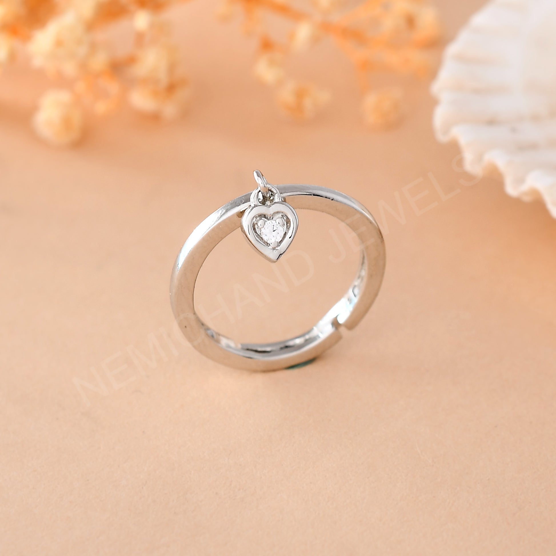 silver charm hanging ring