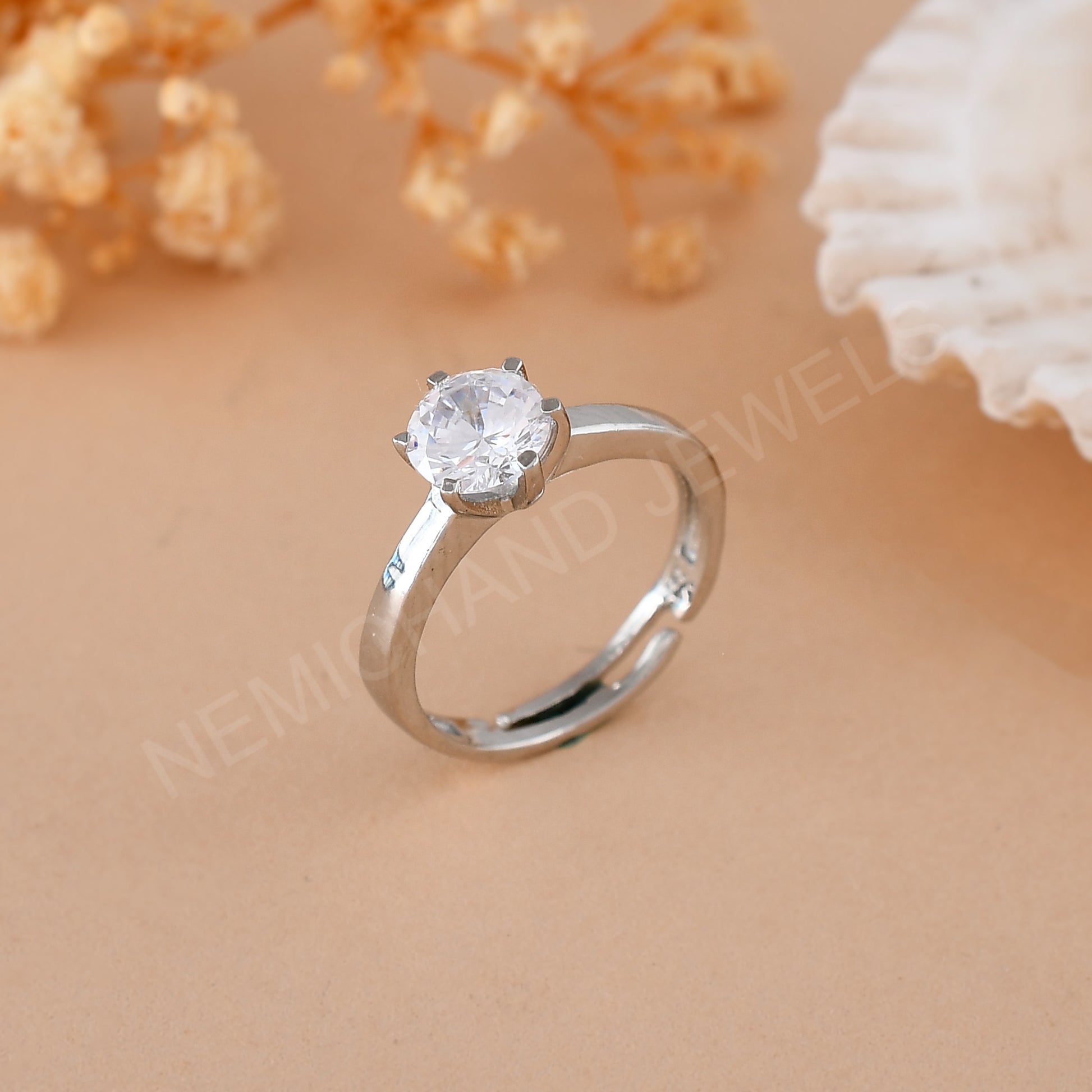 solitaire ring silver women