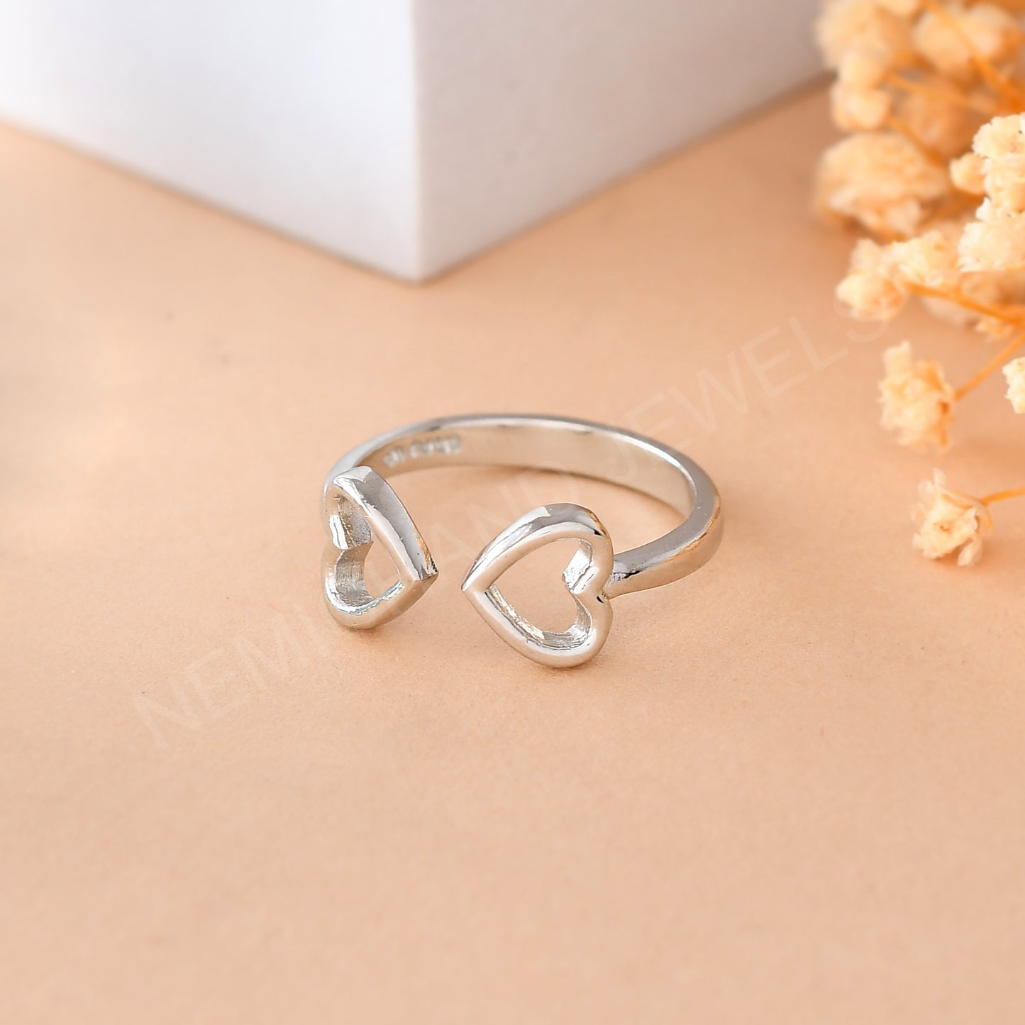 silver heart ring women