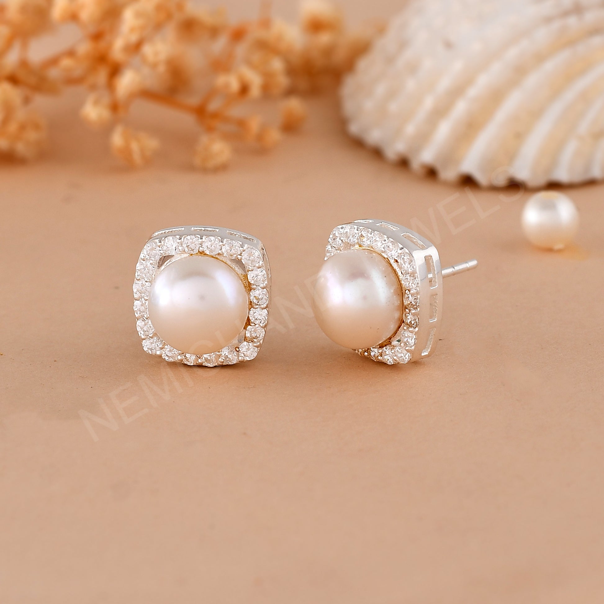 pearl earring stud women