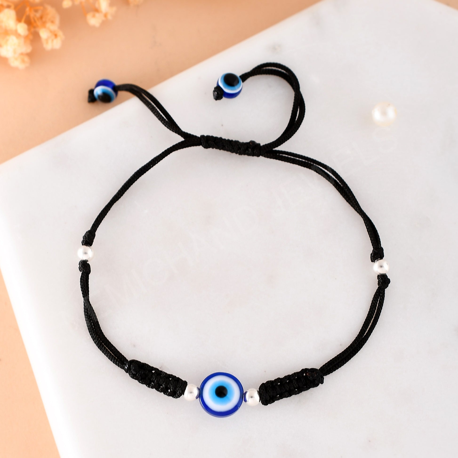 evil eye thread anklet silver