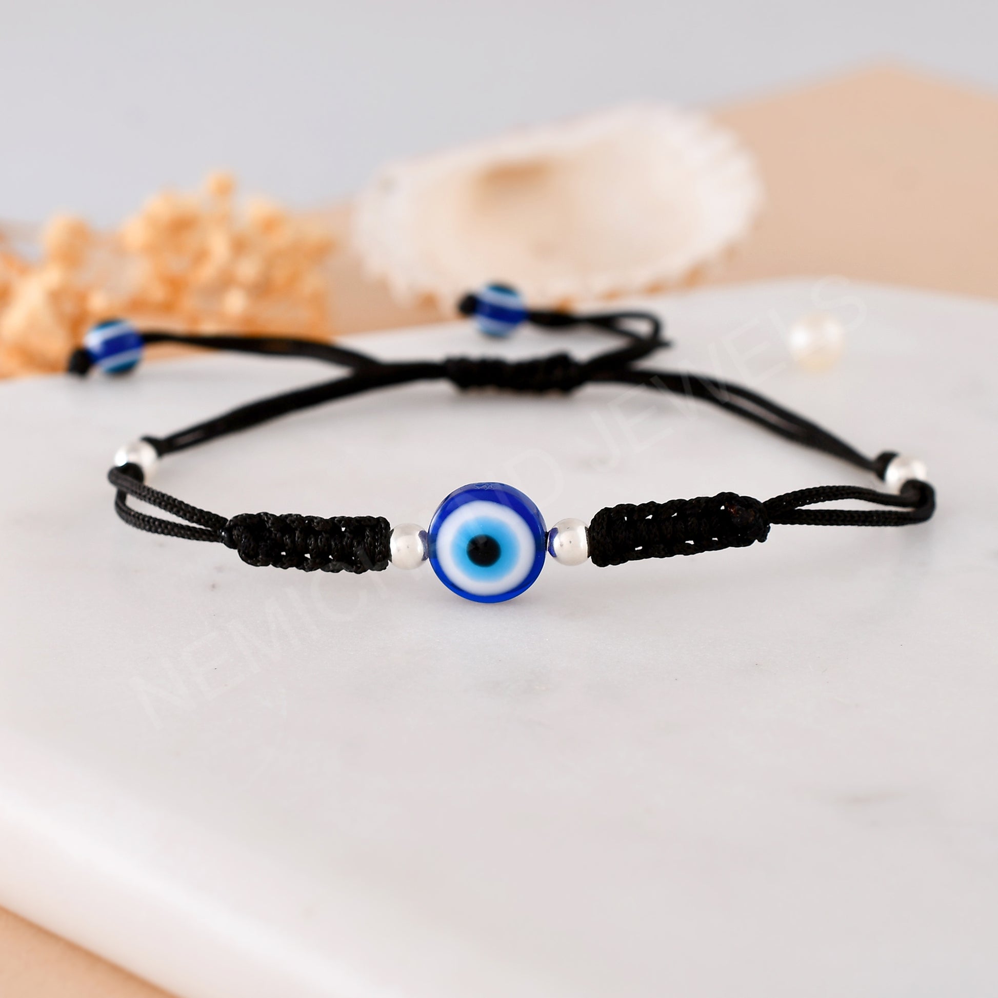 silver evil eye anklet