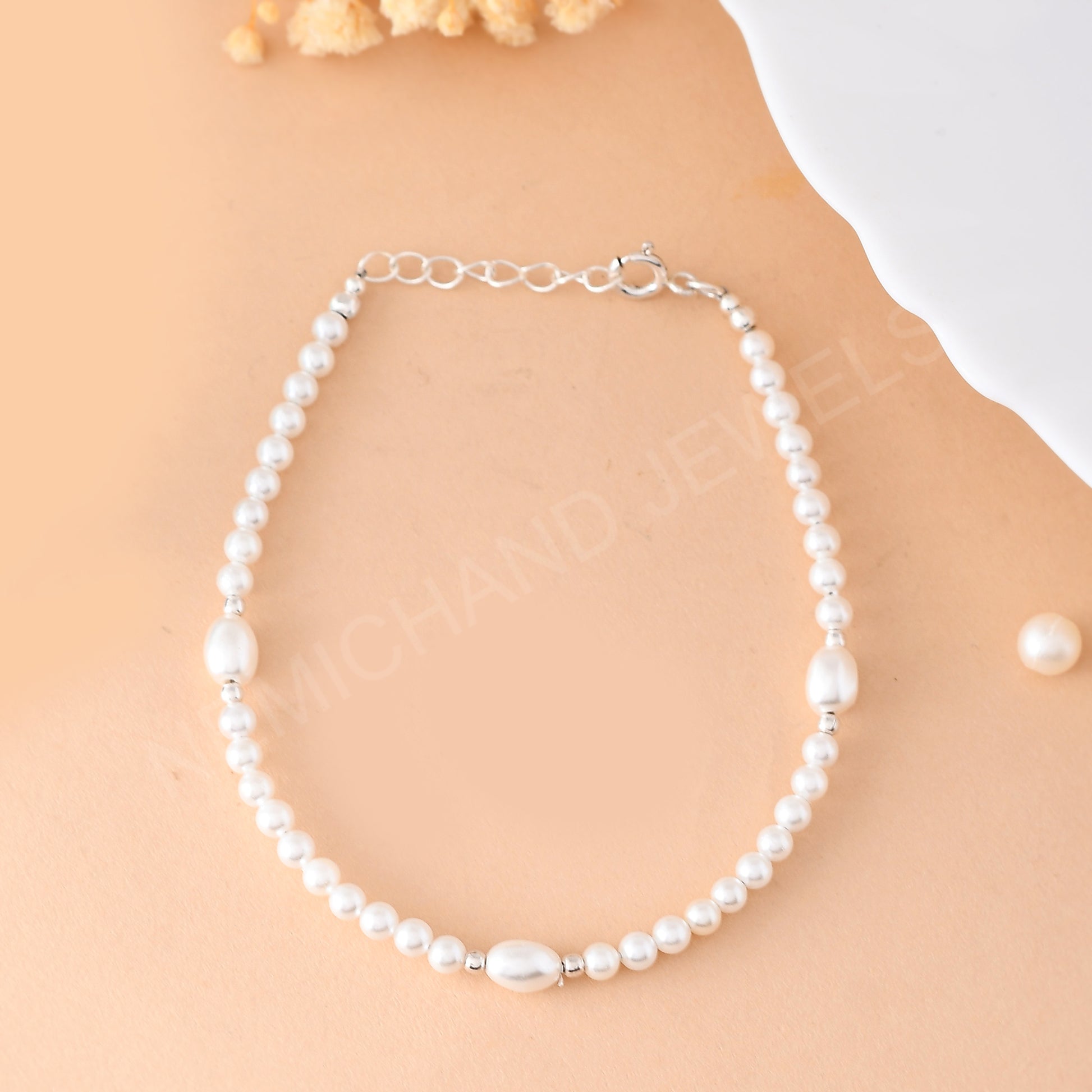 pure silver pearl bracelet