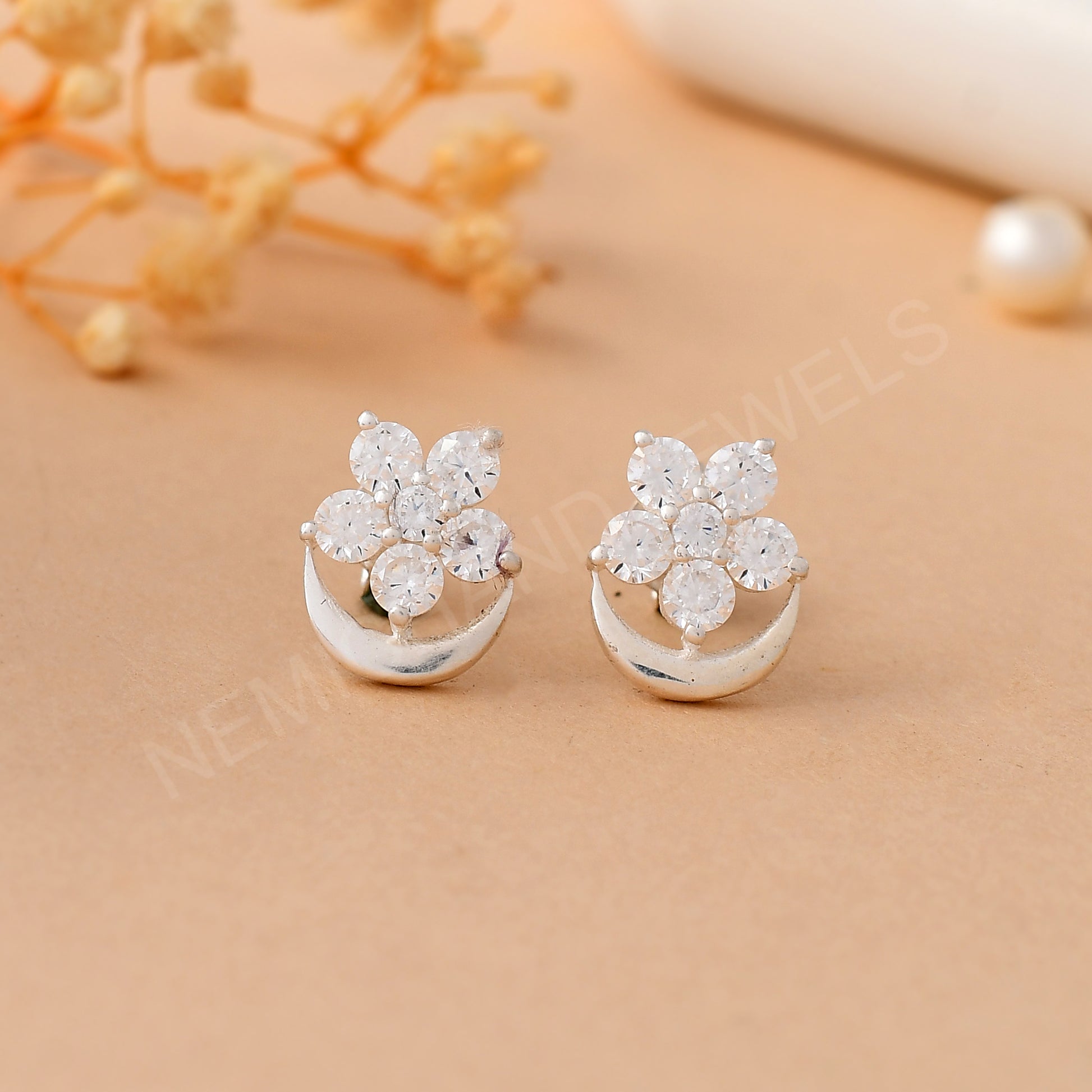 925 Silver Diamond Earring Studs for Women Girls