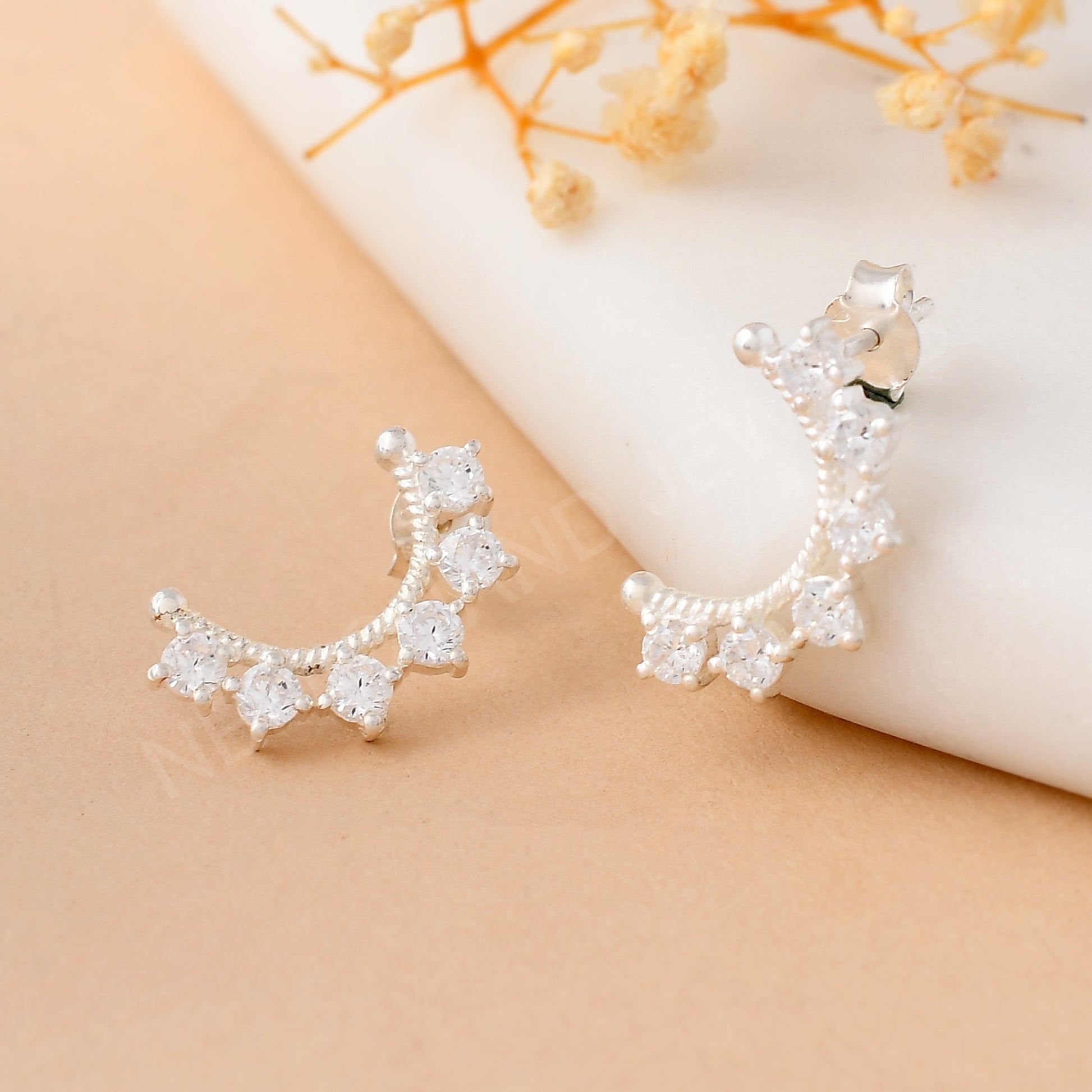 silver cz earring women