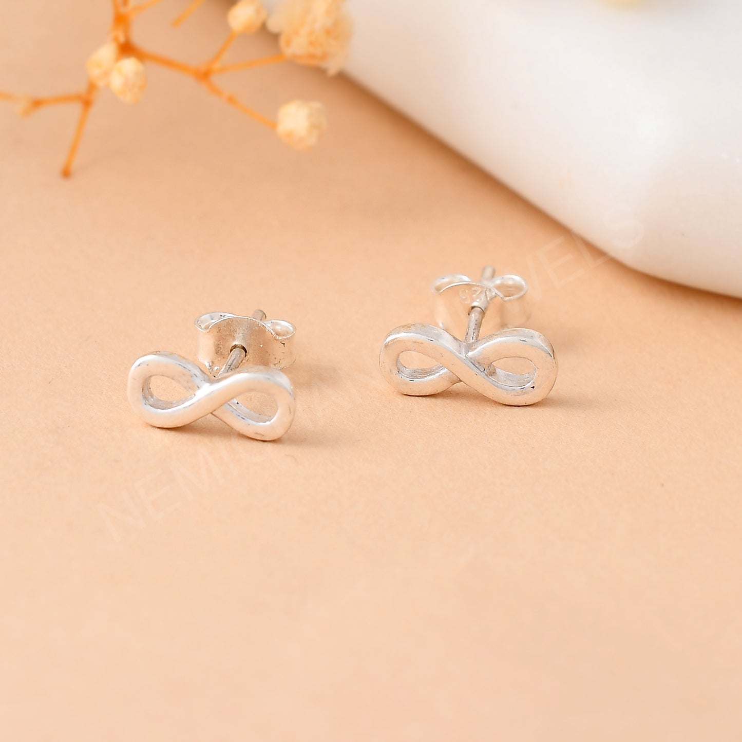 silver infinity earring stud women