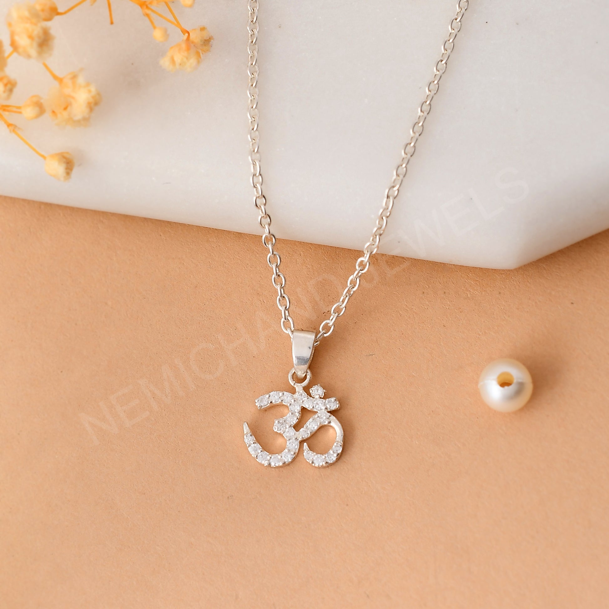 om silver necklace women