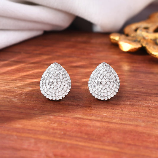 Sterling Silver 925 CZ Stone Pear Shape Earring Studs