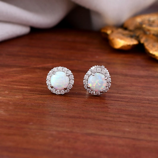 Sterling Silver 925 CZ Stone Round Earring Studs