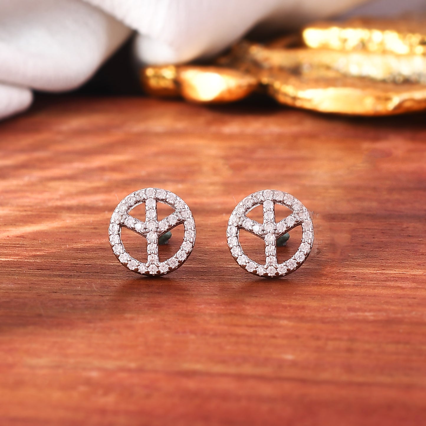 peace earring silver stud