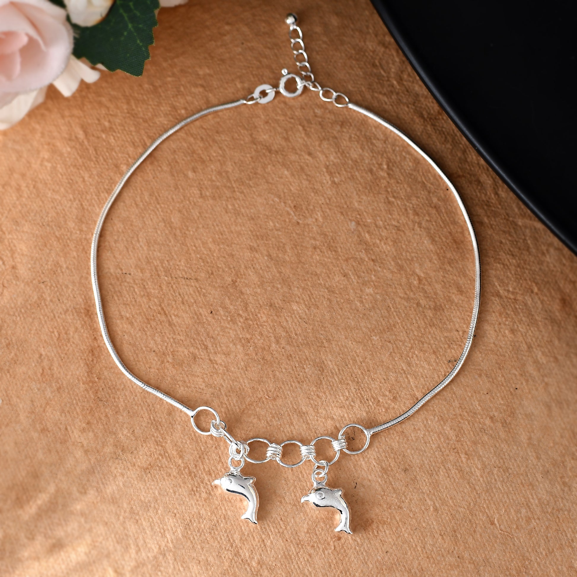 dolphin anklet silver