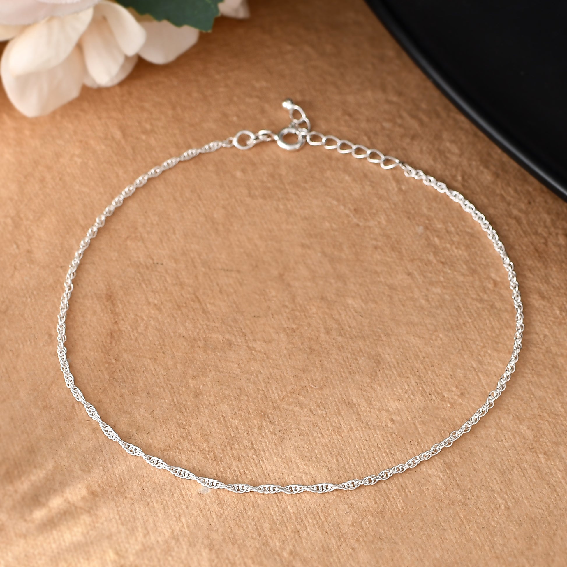 925 Sterling Silver Beautiful Chain Anklet Payal for Women Nemichand Jewels