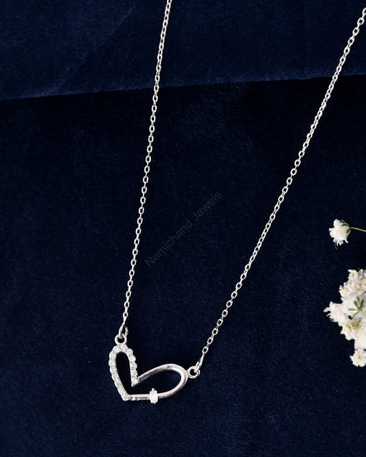 925 Sterling Silver Flowing Heart Pendant Chain Necklace for Women and Girls