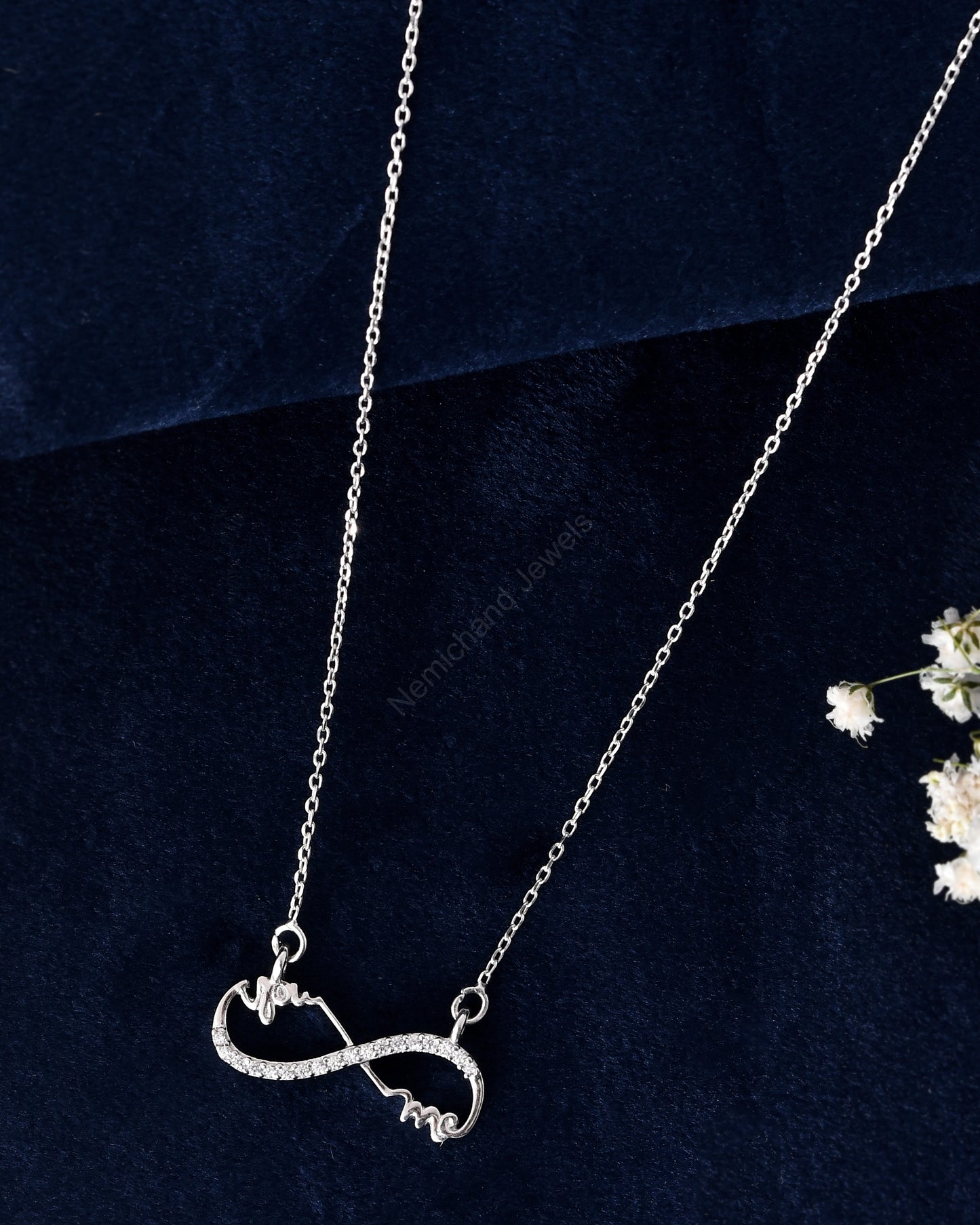 925 Sterling Silver You & Me Infinity Pendant Chain Necklace for Women and Girls